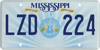 MS license plate LZD224