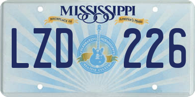 MS license plate LZD226