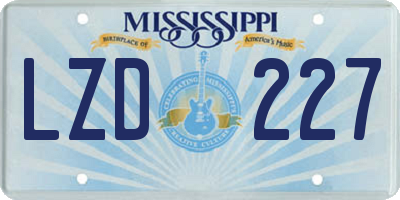 MS license plate LZD227
