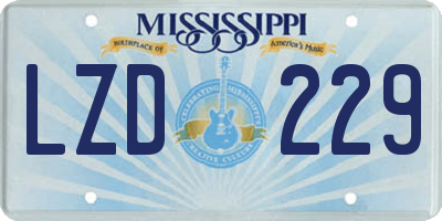 MS license plate LZD229