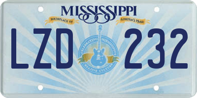 MS license plate LZD232