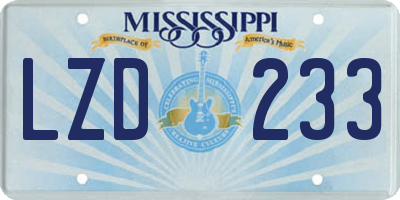 MS license plate LZD233