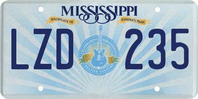 MS license plate LZD235