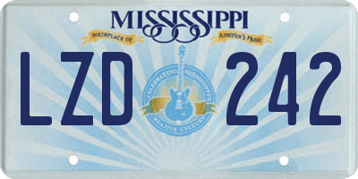 MS license plate LZD242