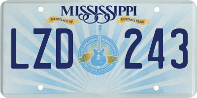 MS license plate LZD243
