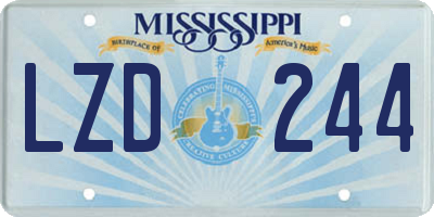 MS license plate LZD244