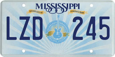 MS license plate LZD245