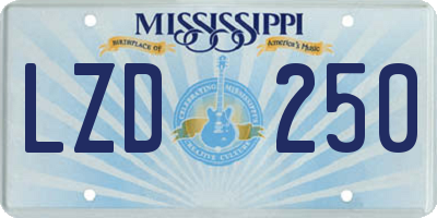 MS license plate LZD250