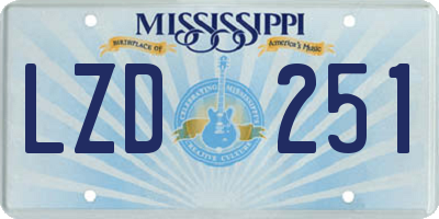 MS license plate LZD251