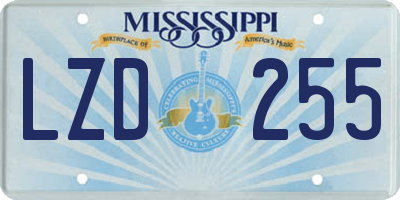 MS license plate LZD255