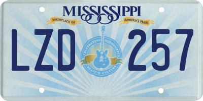 MS license plate LZD257