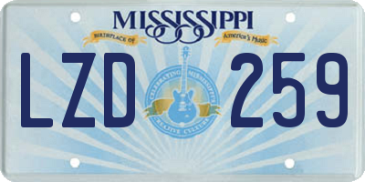 MS license plate LZD259