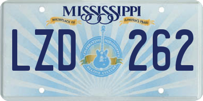 MS license plate LZD262