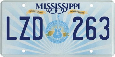 MS license plate LZD263