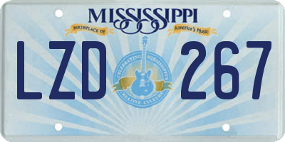 MS license plate LZD267