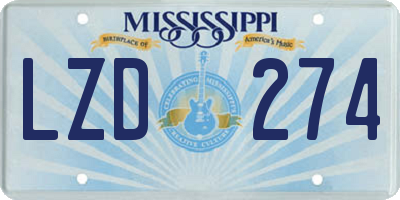 MS license plate LZD274