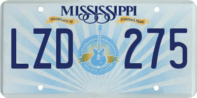 MS license plate LZD275
