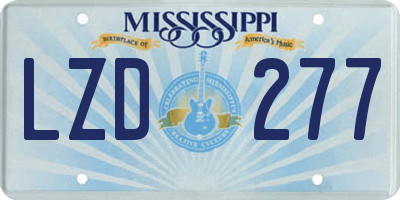 MS license plate LZD277