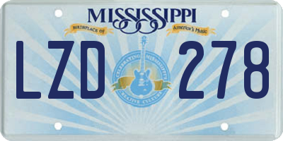 MS license plate LZD278