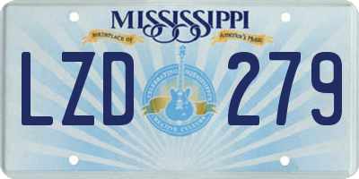 MS license plate LZD279