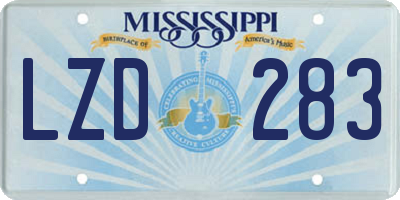 MS license plate LZD283