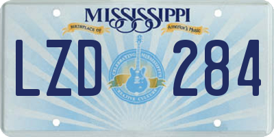 MS license plate LZD284