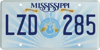 MS license plate LZD285