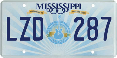 MS license plate LZD287