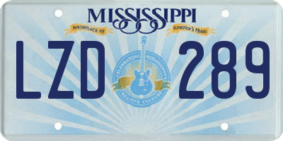 MS license plate LZD289