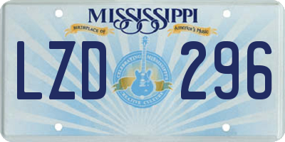 MS license plate LZD296
