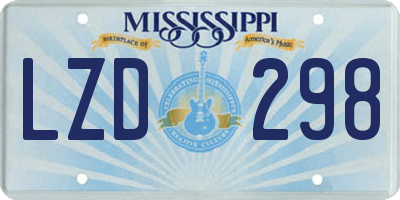 MS license plate LZD298
