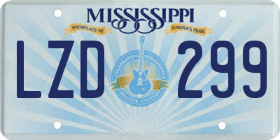 MS license plate LZD299
