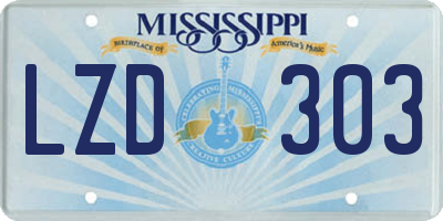 MS license plate LZD303