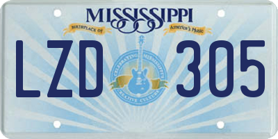 MS license plate LZD305