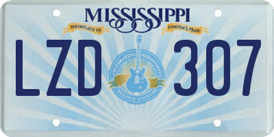MS license plate LZD307