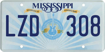 MS license plate LZD308