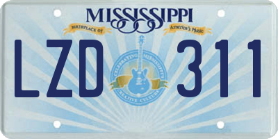 MS license plate LZD311