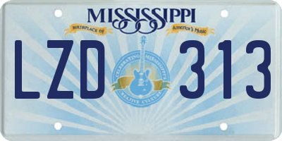 MS license plate LZD313