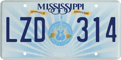 MS license plate LZD314