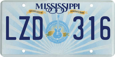 MS license plate LZD316