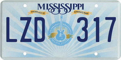 MS license plate LZD317