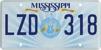MS license plate LZD318