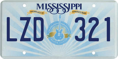 MS license plate LZD321