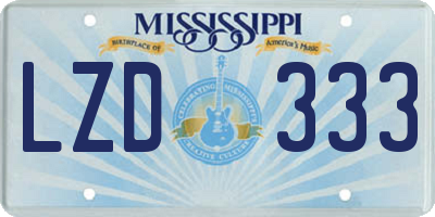 MS license plate LZD333