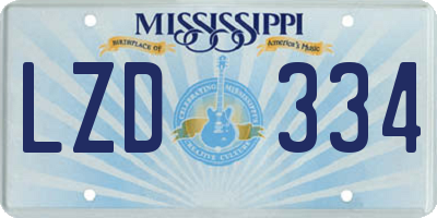 MS license plate LZD334