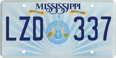 MS license plate LZD337
