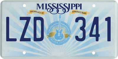 MS license plate LZD341