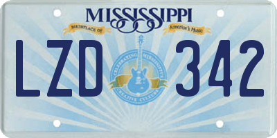MS license plate LZD342