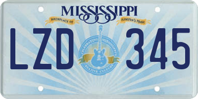 MS license plate LZD345
