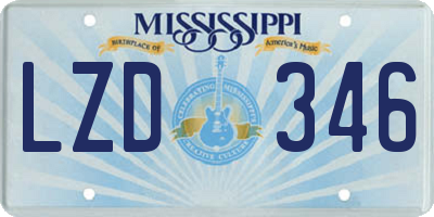 MS license plate LZD346